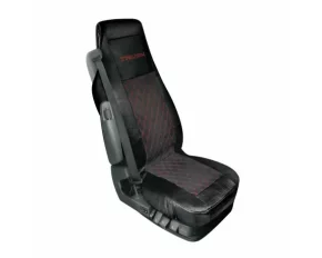 Husa scaun camion Mirian, din imitatie de piele si piele intoarsa matlasata, 1buc - Negru/Rosu