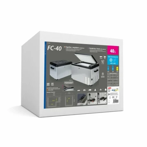 Lada frigorifica auto FC-40 cu compresor, 40 litri, 12/24V + 220V – portabila, eficienta, silentioasa