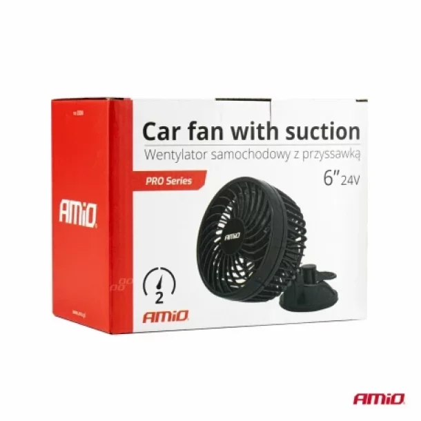 Ventilator auto cu 2 viteze, fixare cu ventuza, diametru 6&#039;&#039;, Amio, 24V