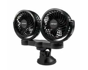 Ventilator auto dublu cu 2 viteze, fixare cu ventuza, diametru 2x4&#039;&#039;, Amio, 24V