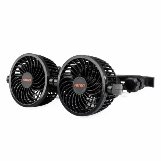 Ventilator auto dublu cu 2 viteze, fixare la tetiera, diametru 2x4&#039;&#039;, Amio, 12V