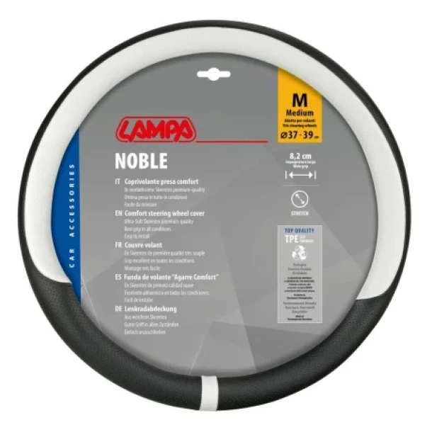Husa volan Skeentex, Noble - M - O 37/39 cm - Negru/Alb