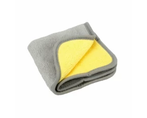 Laveta microfibra cu fata dubla, Premium Quality - 30x30 cm - Gri/Galben