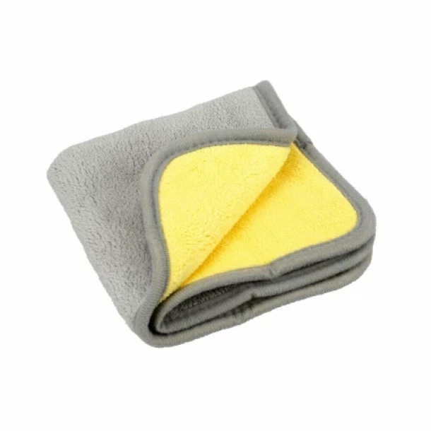 Laveta microfibra cu fata dubla, Premium Quality - 30x30 cm - Gri/Galben