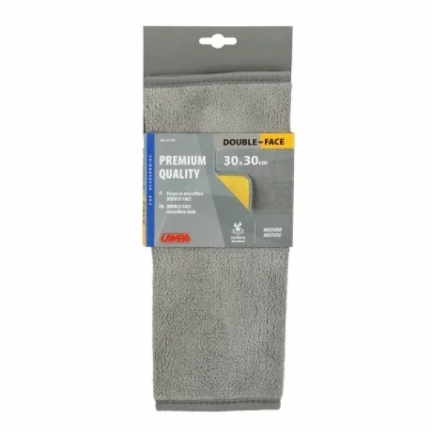 Laveta microfibra cu fata dubla, Premium Quality - 30x30 cm - Gri/Galben