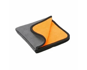 Laveta microfibra cu fata dubla, Premium Quality - 40x40 cm - Gri/Portocaliu
