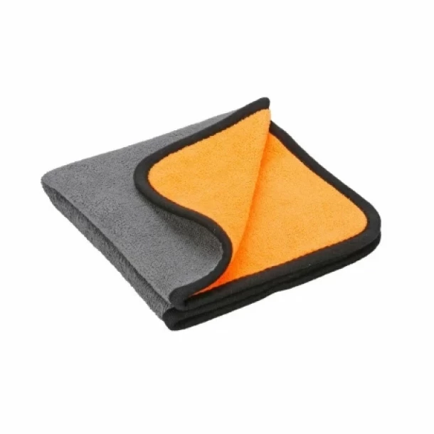 Laveta microfibra cu fata dubla, Premium Quality - 40x40 cm - Gri/Portocaliu