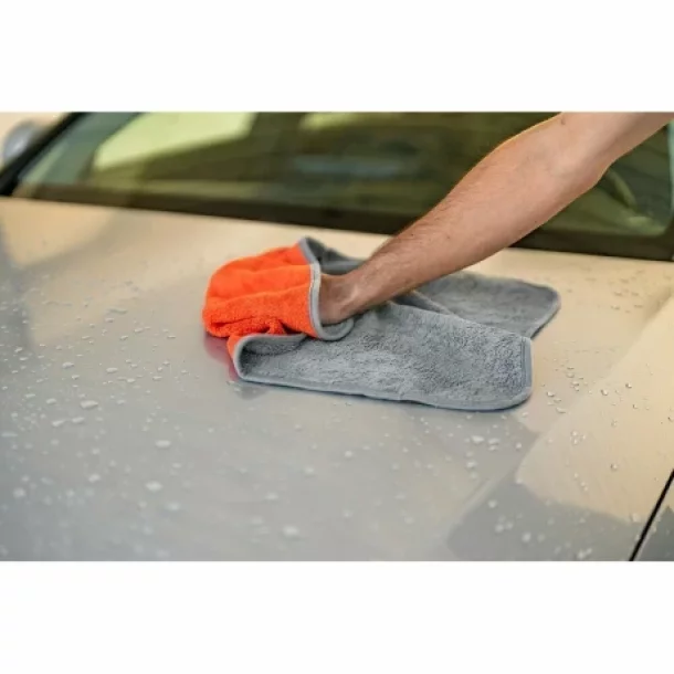 Laveta microfibra cu fata dubla, Premium Quality - 40x60 cm - Gri/Portocaliu