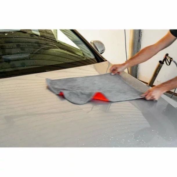 Laveta microfibra cu fata dubla, Premium Quality - 40x60 cm - Gri/Portocaliu