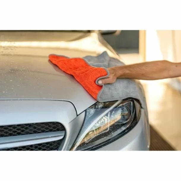 Laveta microfibra cu fata dubla, Premium Quality - 40x60 cm - Gri/Portocaliu