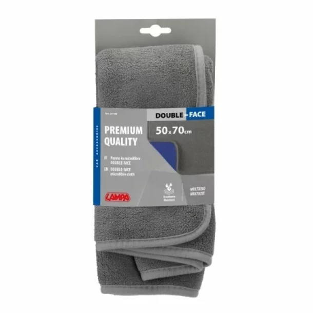 Laveta microfibra cu fata dubla, Premium Quality - 40x70 cm - Gri/Albastru