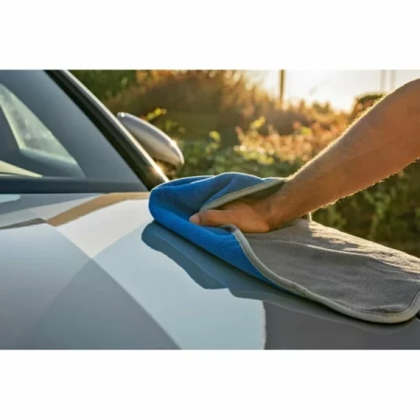 Laveta microfibra cu fata dubla, Premium Quality - 40x70 cm - Gri/Albastru