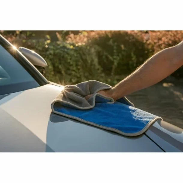 Laveta microfibra cu fata dubla, Premium Quality - 40x70 cm - Gri/Albastru