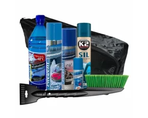 Pachet de iarna pentru degivrare, Optimal, Solutie parbriz -40°C, spray Sil chedere 300ml, razuitor gheata cu perie 43cm, geanta organizatoare, spray dezaburire 200ml, dezghetat 300ml, dezghetat si gresat incuietori 50ml, 7buc