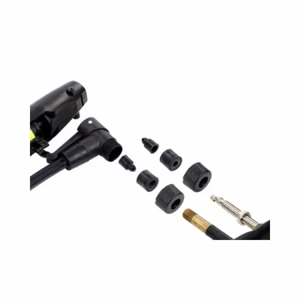 Pompa manuala pentru bicicleta, cu furtun si suport de fixare pe cadru, lungime 310mm, max 8Bari/120PSI-Resigilat,