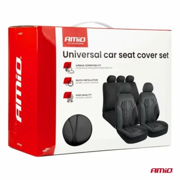 Huse scaun universale 9buc, Amio SC-21 - Negru