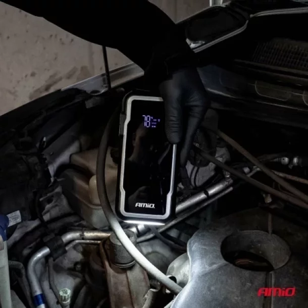 Robot pornire portabil 3 in 1 cu LED si Powerbank, 12V, 12Ah, 1600A, AMIO