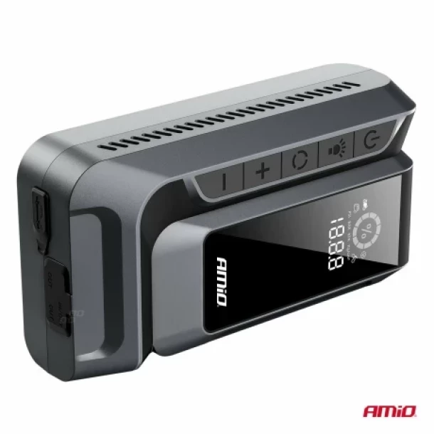 Robot pornire portabil 4 in 1 cu LED, compresor si Powerbank, 12V, 12Ah, 1600A, AMIO