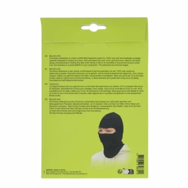 Uniszex balaclava, polieszter, Dresco 1 db - Fekete