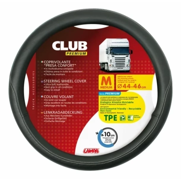 Club premium kamionos kormanyhuzat  - M - O 44/46 cm - Fekete-ujra lezarva,