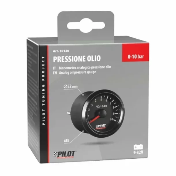 Manometru presiune ulei, Seria Black Analog, 9-32V - O 2" (52 mm)