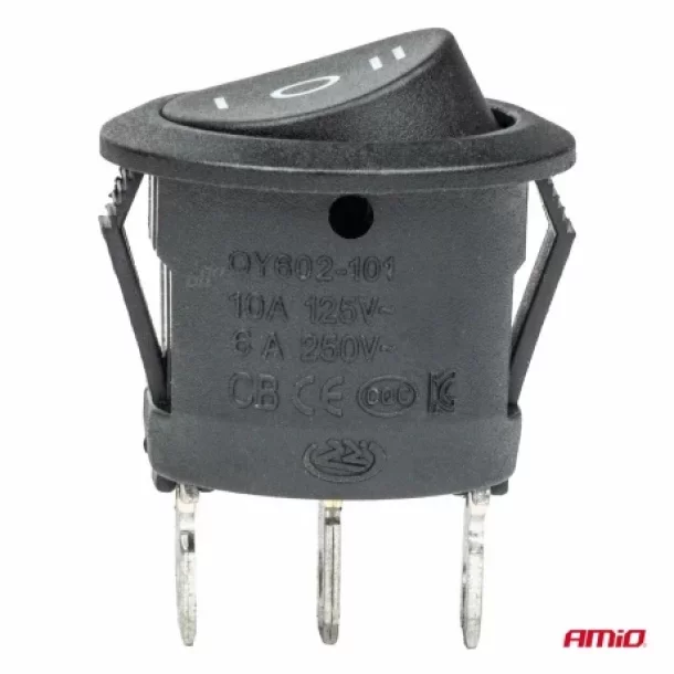 Intrerupator basculant rotund cu 3 pozitii, 12/24V