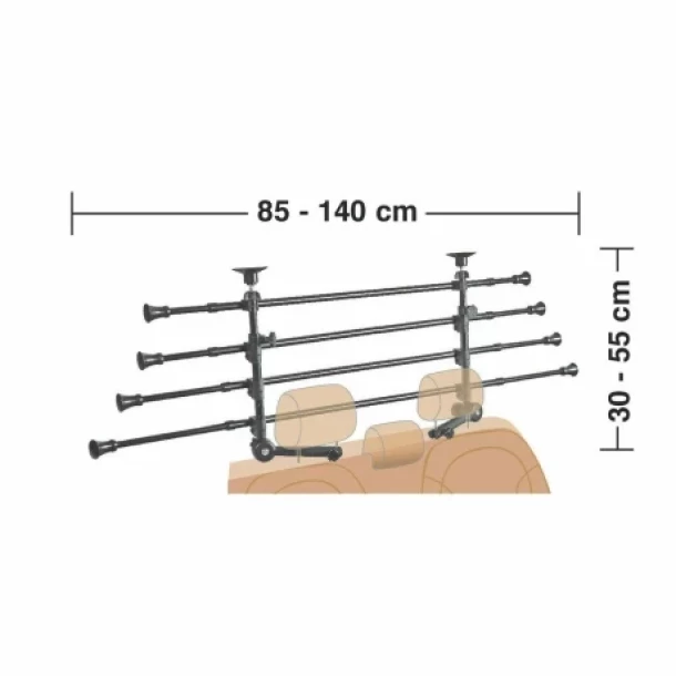 GRG-9 Compact, grilaj telescopic bariera pentru caini, 4 sectiuni, fixare la tetiere - 1400x550 mm
