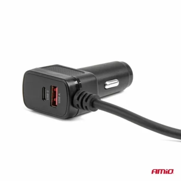Priza tripla bricheta cu 4xUSB-A + USB-A/USB-C QC3.0 PD3.0 180W, 12/24V, Amio