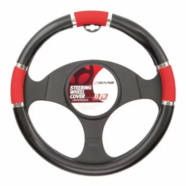 Husa volan 4Cars - M - O 37/39cm - Negru/Rosu