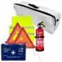 Cridem first aid package for car, extinguisher, first aid kit, 2pcs warning triangle, warning waistcoat, trunk organizer White