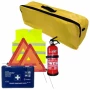 Cridem first aid package for car, extinguisher, first aid kit, 2pcs warning triangle, warning waistcoat, trunk organizer Yellow