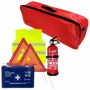 Cridem first aid package for car, extinguisher, first aid kit, 2pcs warning triangle, warning waistcoat, trunk organizer Red