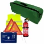 Set pachet prim ajutor auto Cridem, trusa sanitara, stingator 1kg, triunghi presemnalizare 2buc, vesta reflectorizanta, geanta organizatoare Verde