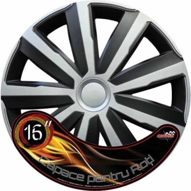 Set capace roti auto Cridem Drift 4buc - Argintiu/Negru - 16''