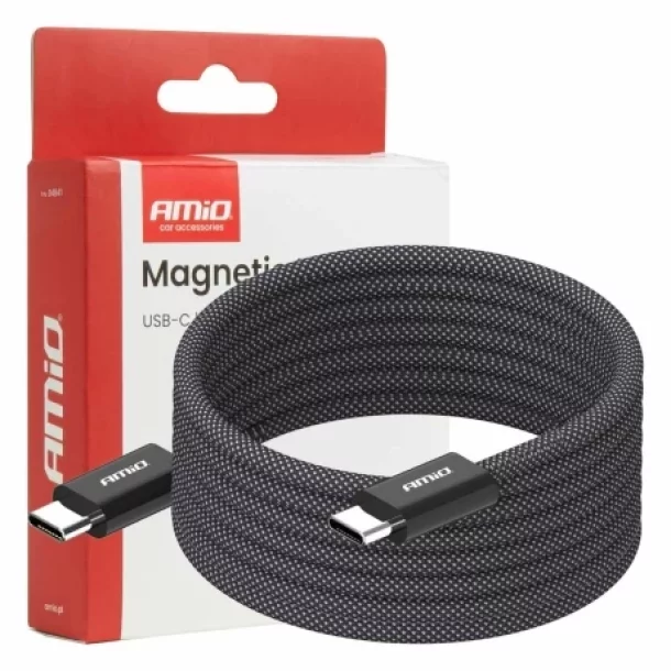 Cablu de date si incarcare USB Type-C la tip USB Type-C, cu sistem de conectare magnetica, 60W, 200cm