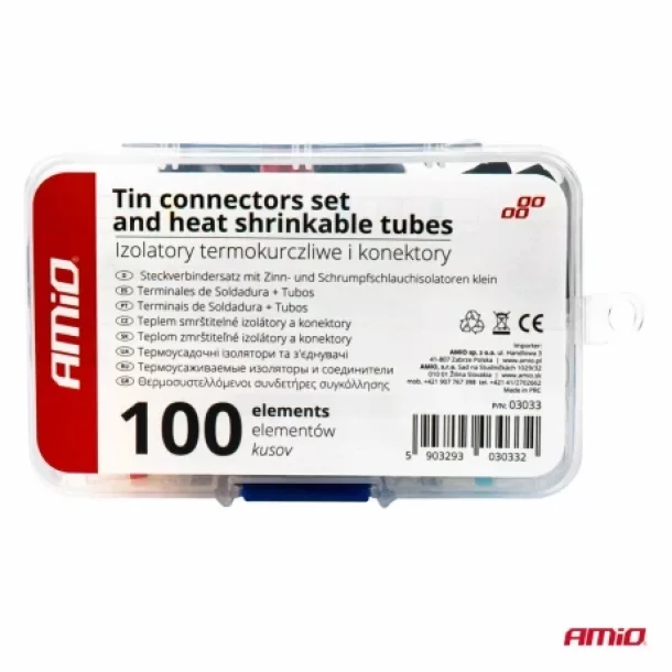 Set conectori termocontractabili cu cositor si tuburi termocontractabile 100buc