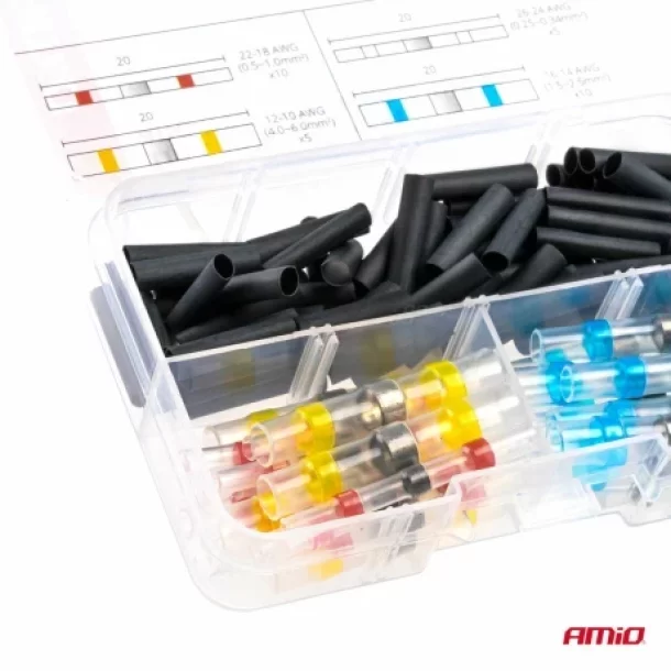 Set conectori termocontractabili cu cositor si tuburi termocontractabile 100buc