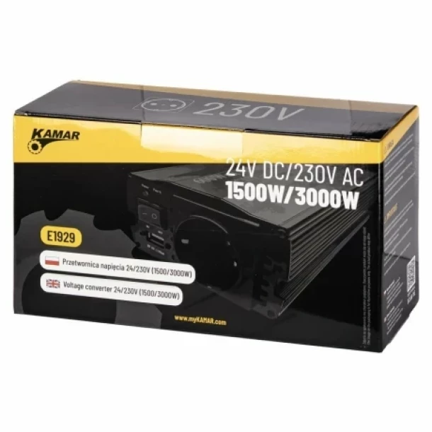 Invertor tensiune KAMAR 24V-230V 1500/3000W