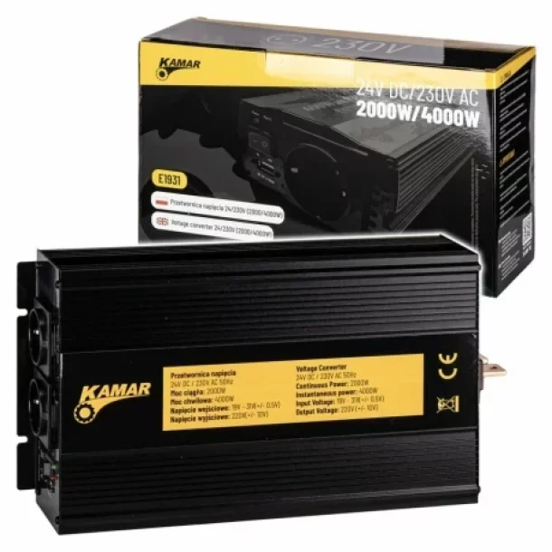 Invertor tensiune KAMAR 24V-230V 2000W/4000W