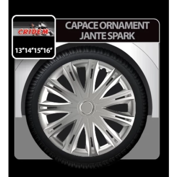 Capace roti auto Spark 4buc - Argintiu - 16''-Resigilat,