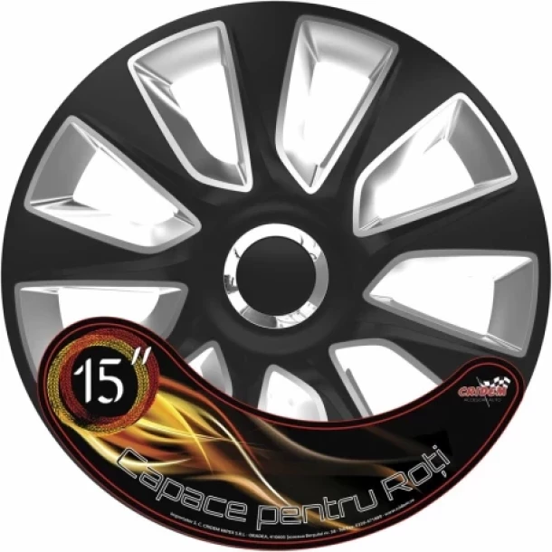 Set capace roti auto Cridem Stratos RC 4buc - Negru/Argintiu - 15''-Resigilat,