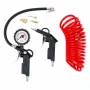 Set pneumatic pentru umflat anvelope si suflat aer, cu manometru si furtun spiralat 5 m, Amio - 6 piese