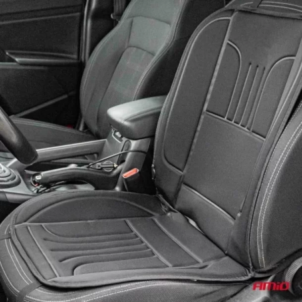 Husa scaun auto cu incalzire in doua trepte 12V Amio - Negru