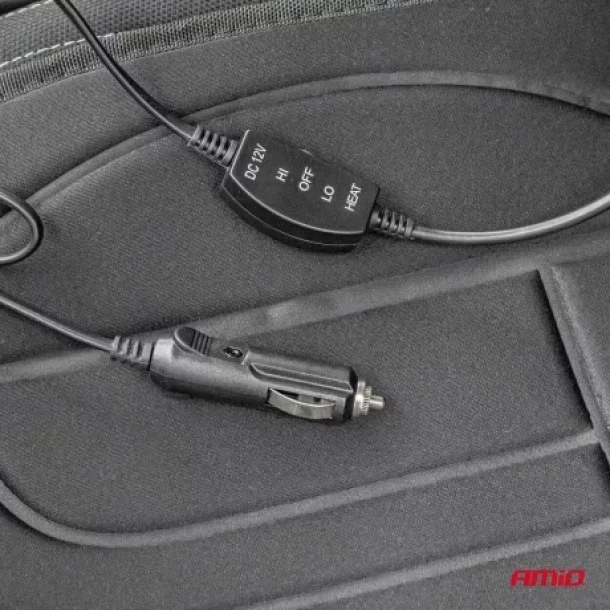 Husa scaun auto cu incalzire in doua trepte 12V Amio - Negru