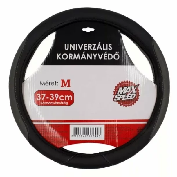 Husa volan cu aspect de piele MaxSpeed - M - O 37/39cm - Negru/Gri