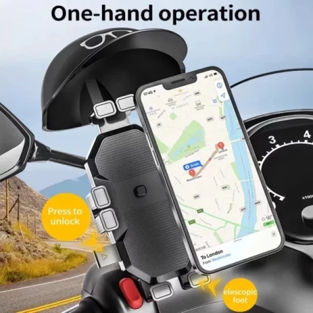Suport telefon mobil MaxSpeed pentru bicicleta si motocicleta, cu parasolar si 8 brate de fixare