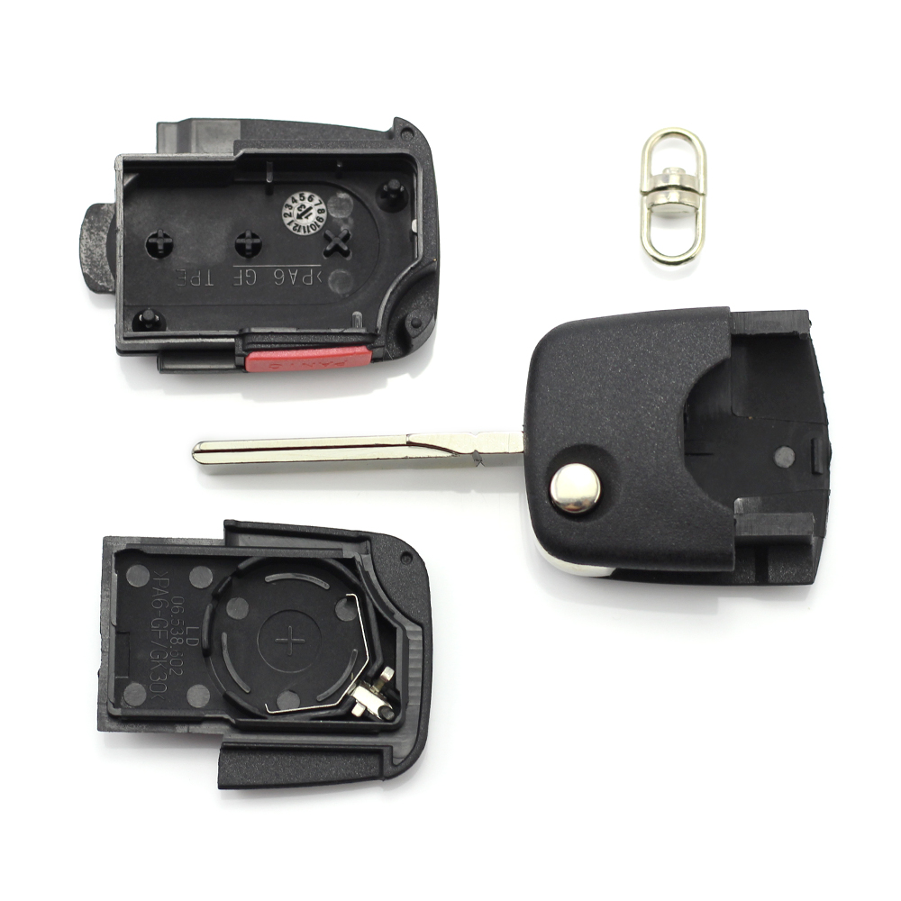 Audi - carcasă cheie tip briceag cu 3+1 butoane, buton de panică și baterie 2032 - CARGUARD thumb