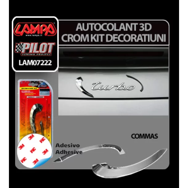 Autocolant 3D crom kit decoratiuni Commas