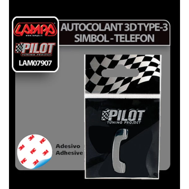 Autocolant 3D crom Type-3 (28mm) simbol - Telefon