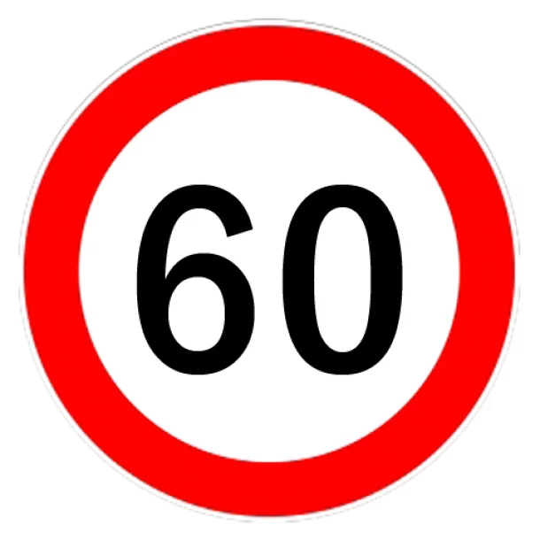 Speed limitation sticker 60km/h - Ø13cm